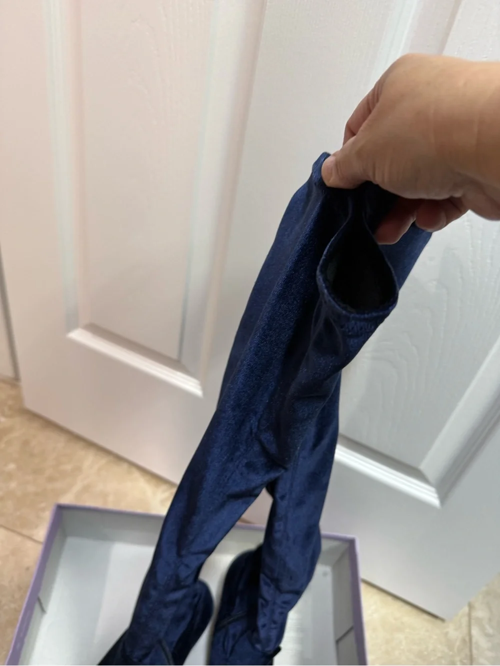Macy's Navy Velvet Over-the-Knee Boots